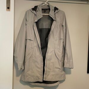 Eddie Bauer Creamy Gray Hooded Rain Jacket